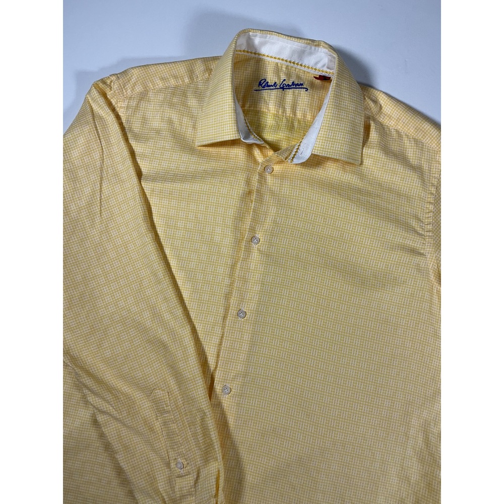 Robert Graham Yellow Checkered Button Down Men's Size L